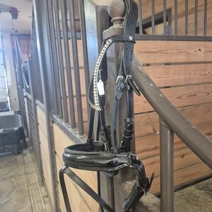 Pony Dressage Bridle With Patent Flash Noseband